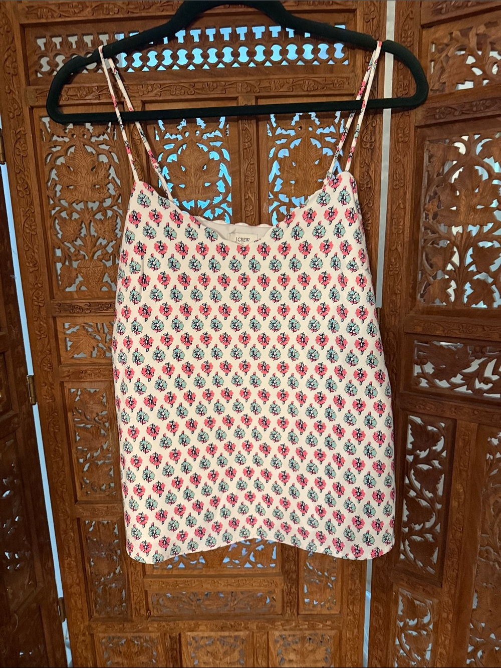 J. Crew Cream Camisole with Pink and Blue Floral Print